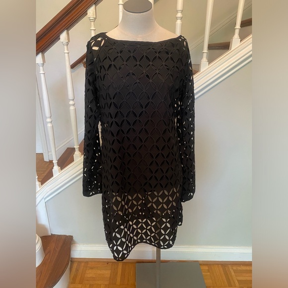 coperni lace dress Coperni Blue Sheer Lace Crochet Sequin Cut Out Dress Gown – PauméLosAngeles main image 0